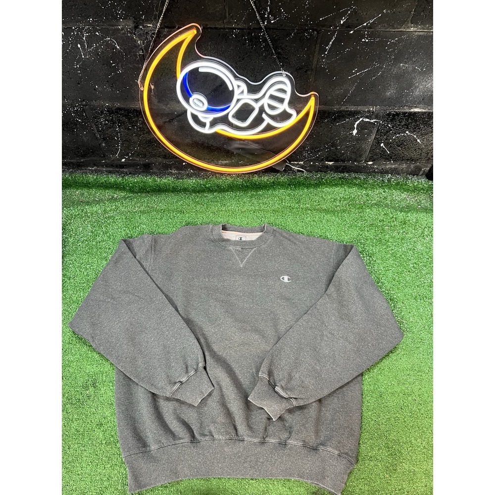 Vintage Champion Y2K Blank Gray Pullover Crewneck Sweatshirt Men's Size‎ LG